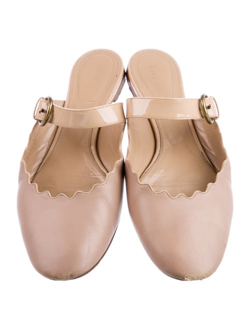 Chloé Leather Scalloped Accent Mules