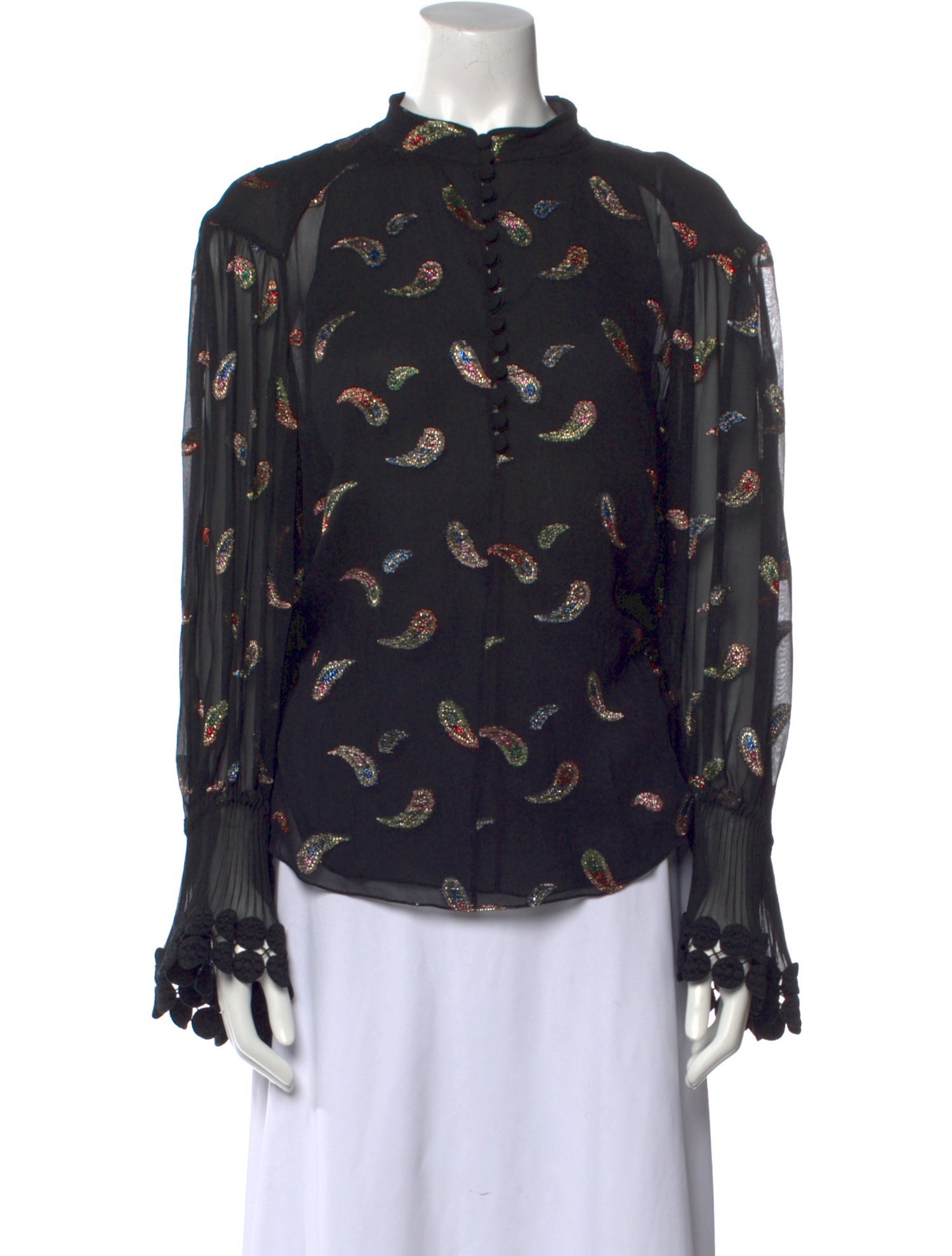 Chloé Floral Print Mock Neck Blouse