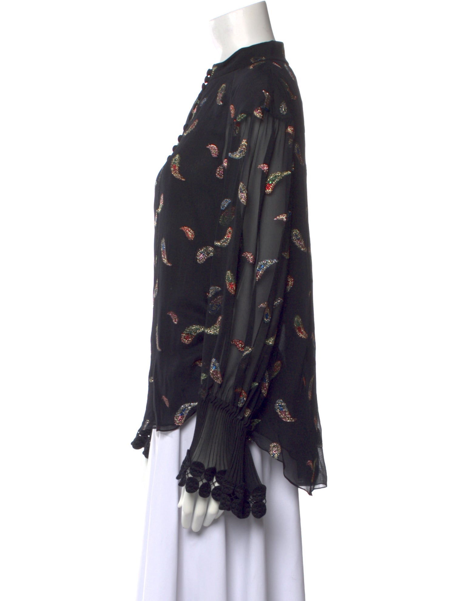 Chloé Floral Print Mock Neck Blouse