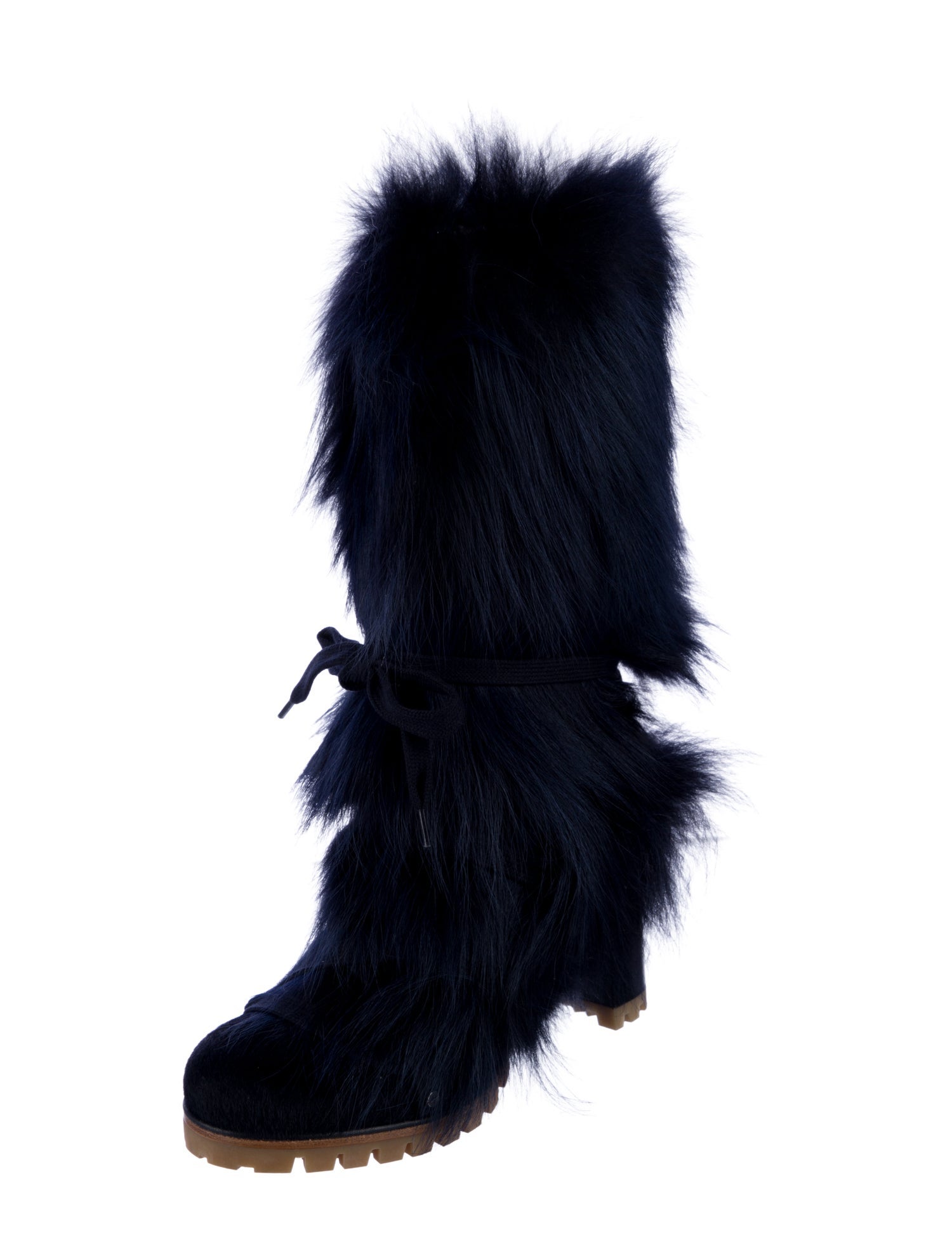 Chloé Fur Lace-Up Boots