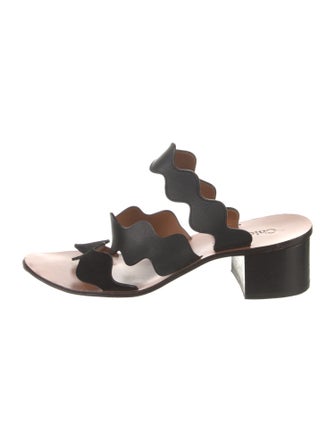 Chloé Leather Scalloped Accent Slides