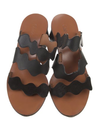 Chloé Leather Scalloped Accent Slides