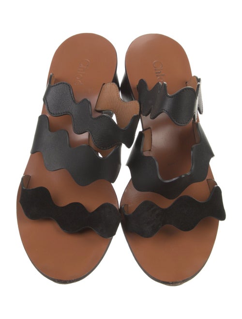 Chloé Leather Scalloped Accent Slides