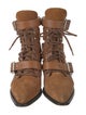 Chloé Suede Leather Trim Embellishment Lace-Up Boots