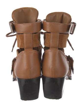 Chloé Suede Leather Trim Embellishment Lace-Up Boots