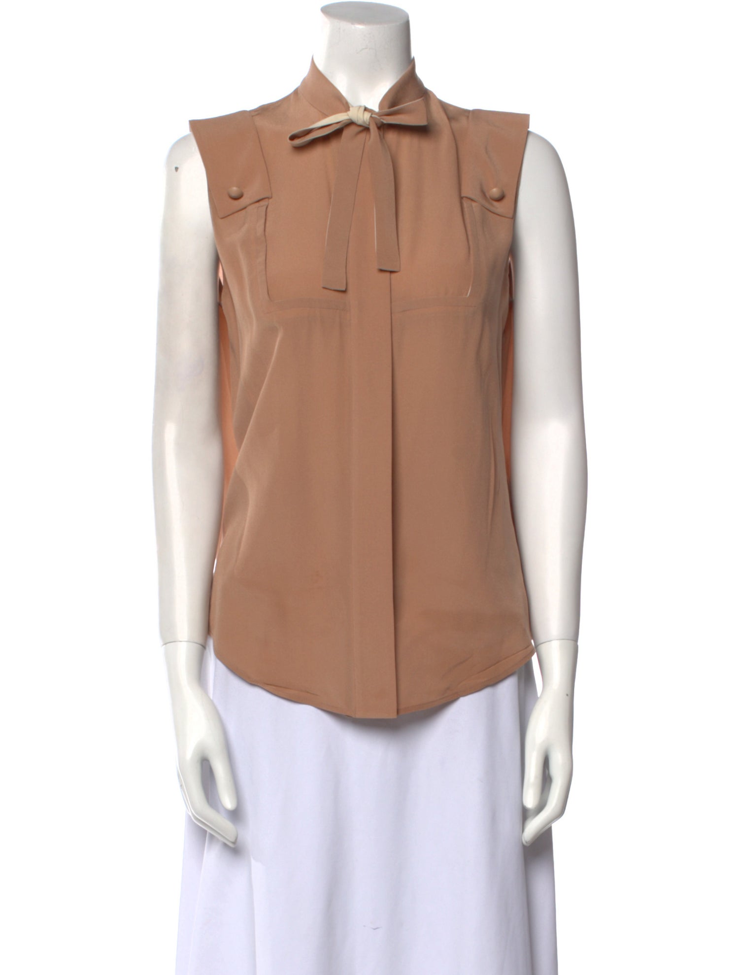 Chloé Silk Short Sleeve Button-Up Top