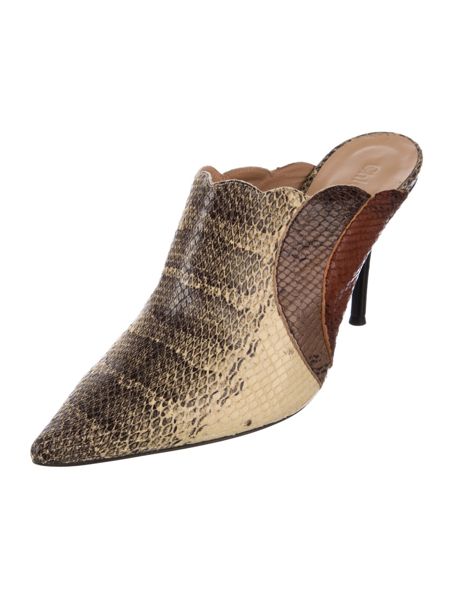 Chloé Leather Animal Print Mules