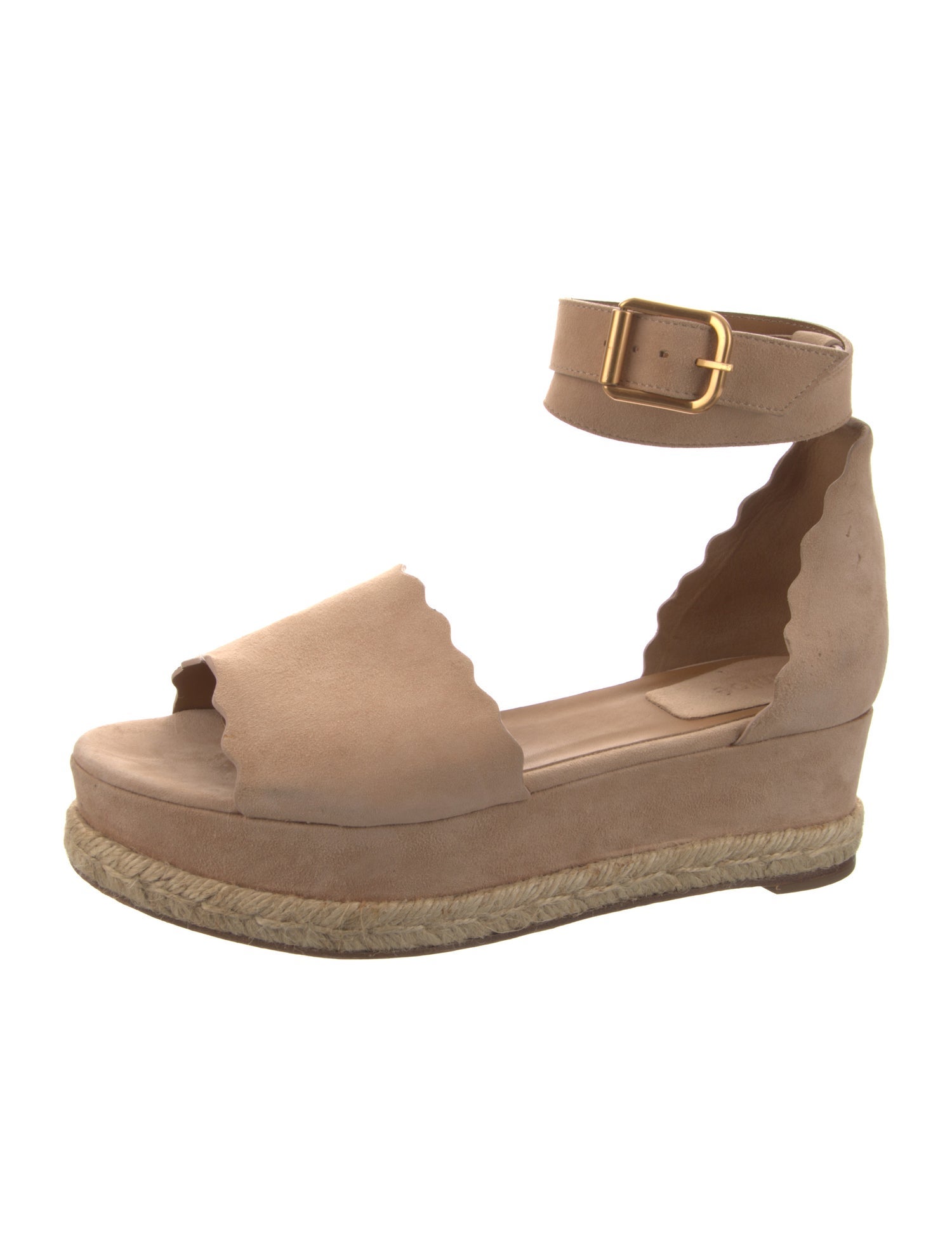 Chloé Suede Scalloped Accent Espadrilles