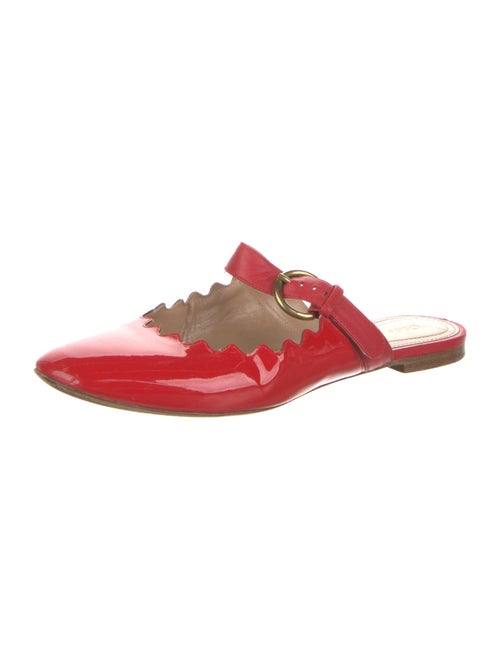Chloé Patent Leather Scalloped Accent Mules
