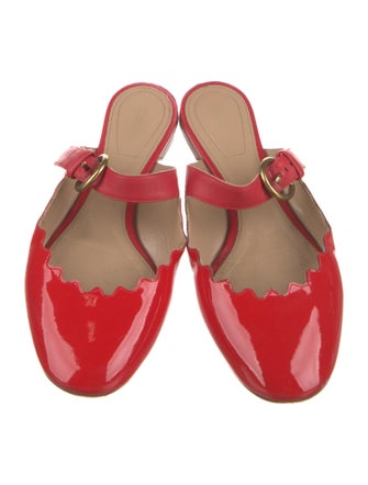 Chloé Patent Leather Scalloped Accent Mules