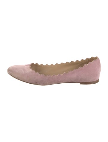 Chloé Flats Suede Scalloped Accent Ballet IT 38 | 8