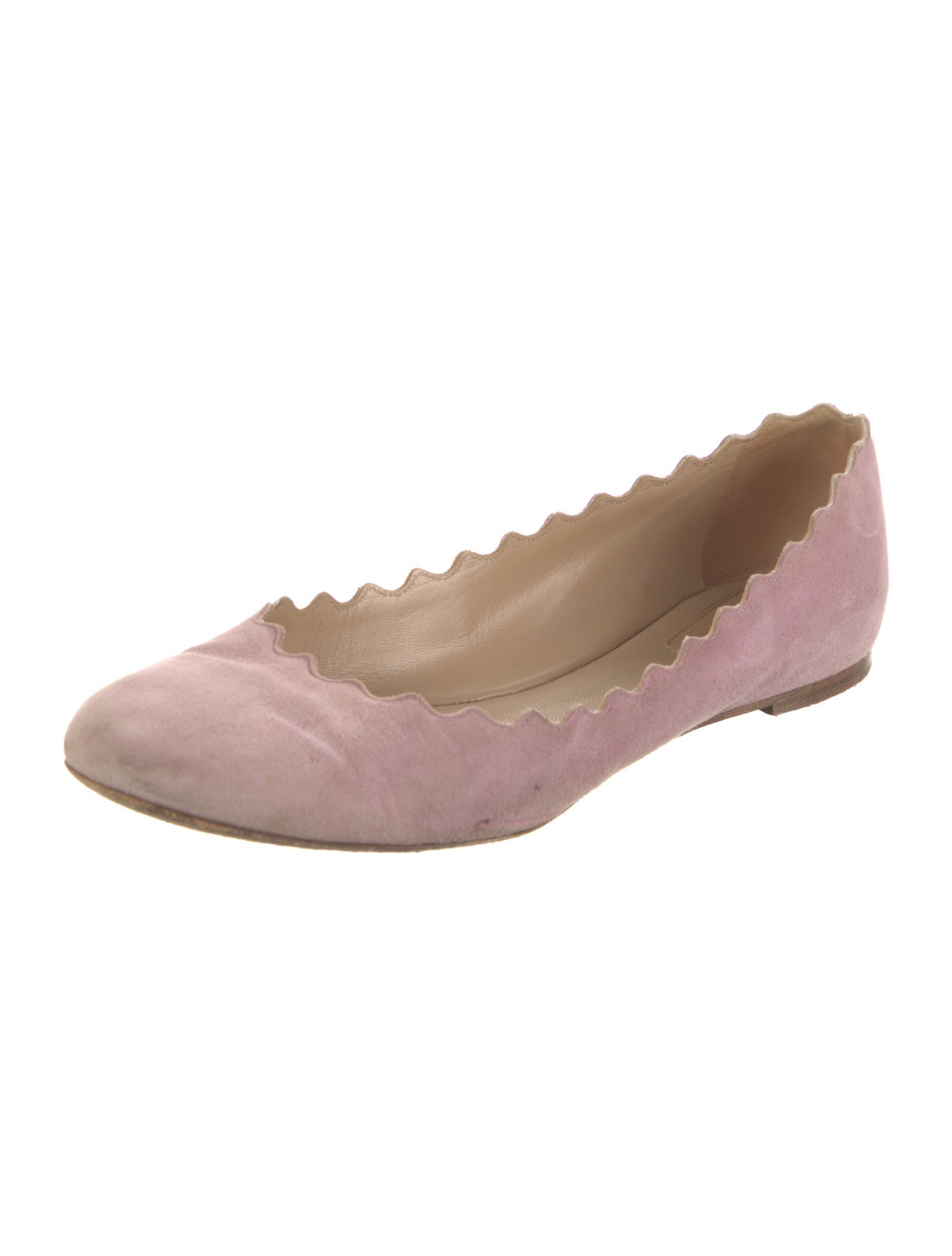 Chloé Suede Scalloped Accent Ballet Flats
