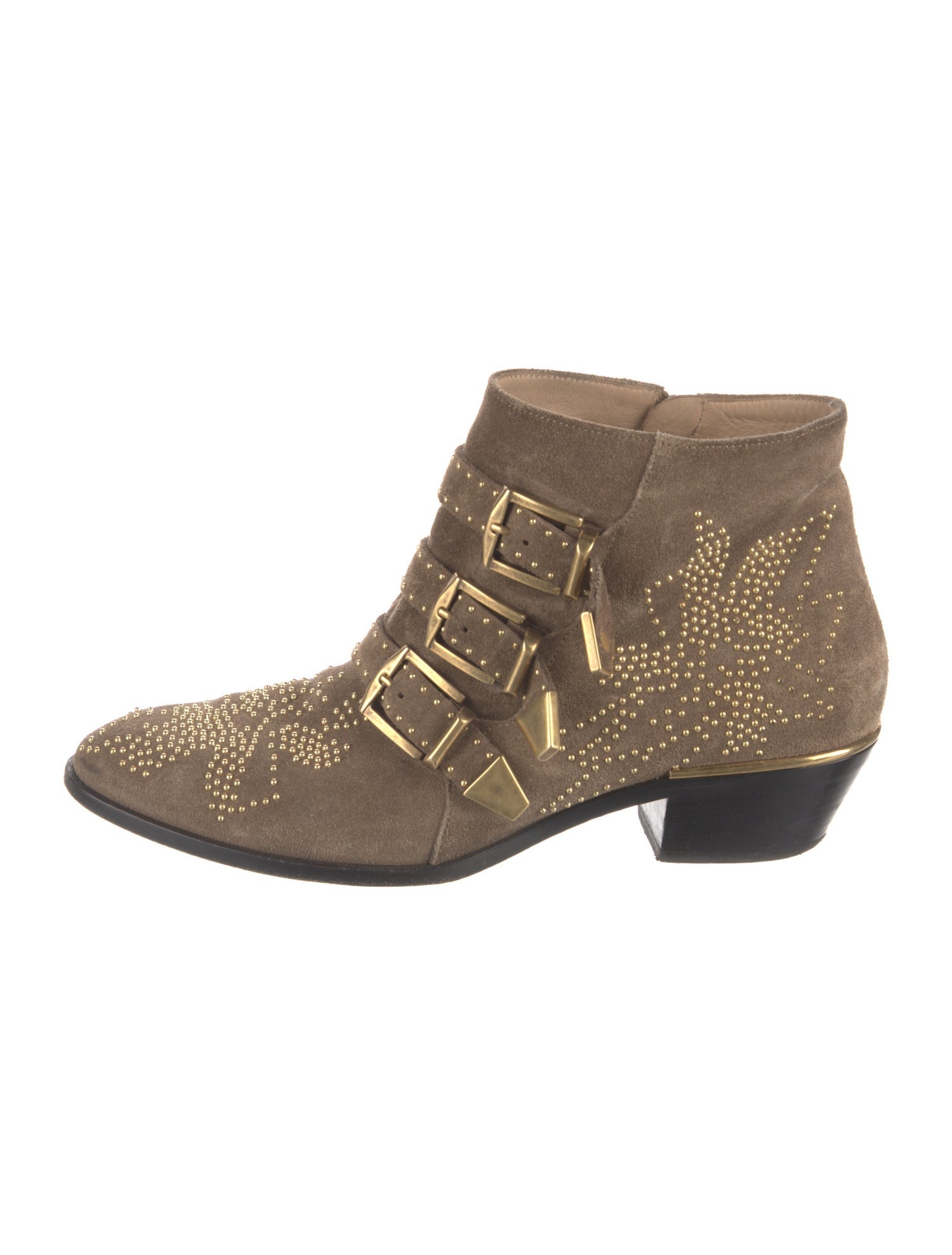 Chloé Suede Studded Accents Western Boots