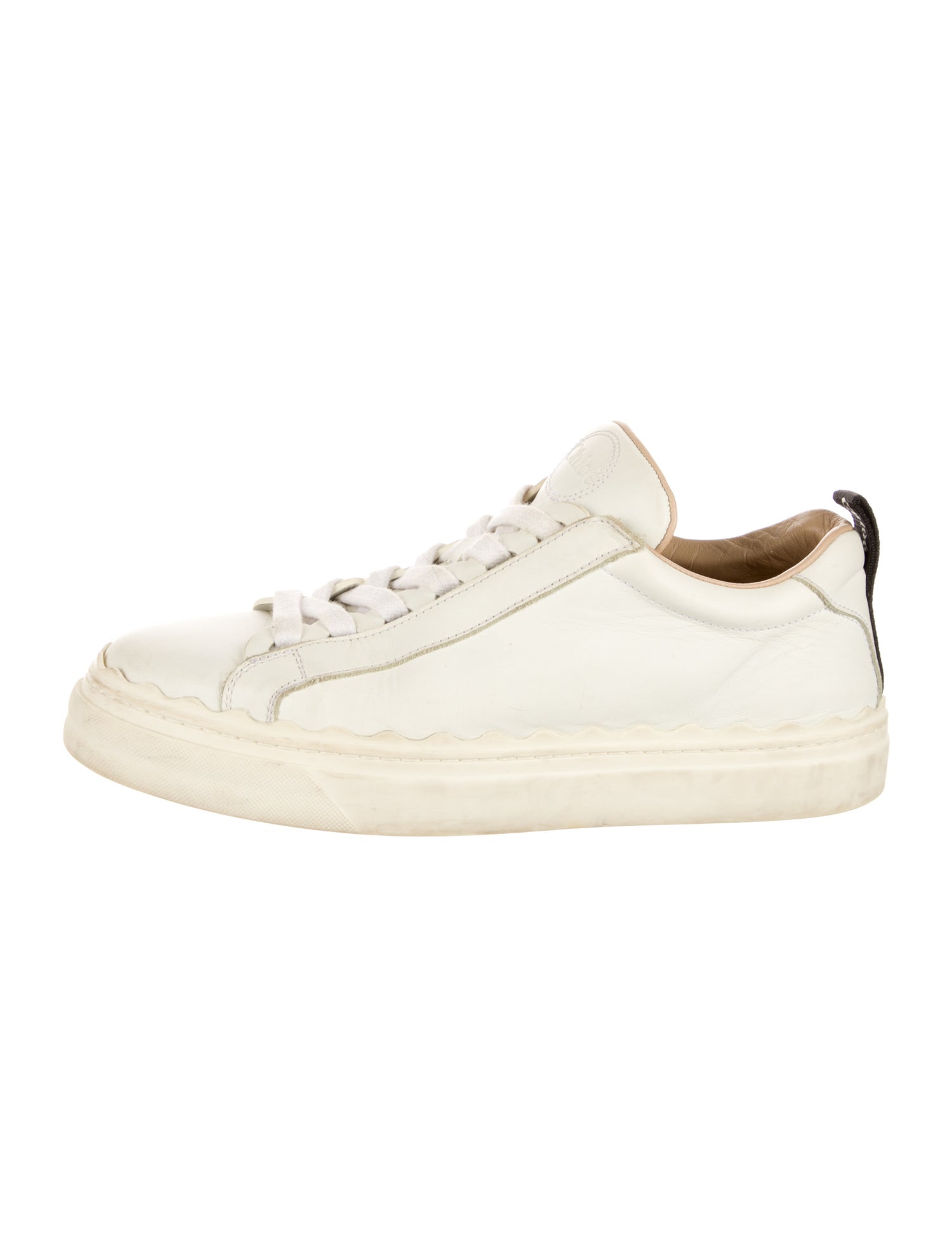 Chloé Leather Scalloped Accent Sneakers