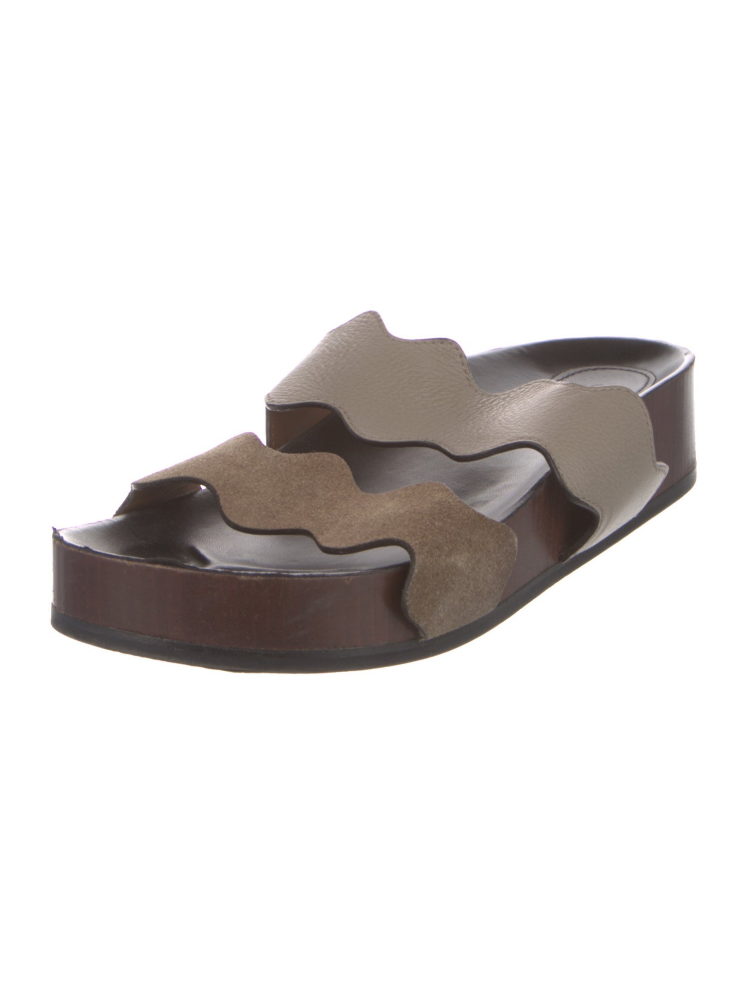 Chloé Leather Scalloped Accent Slides