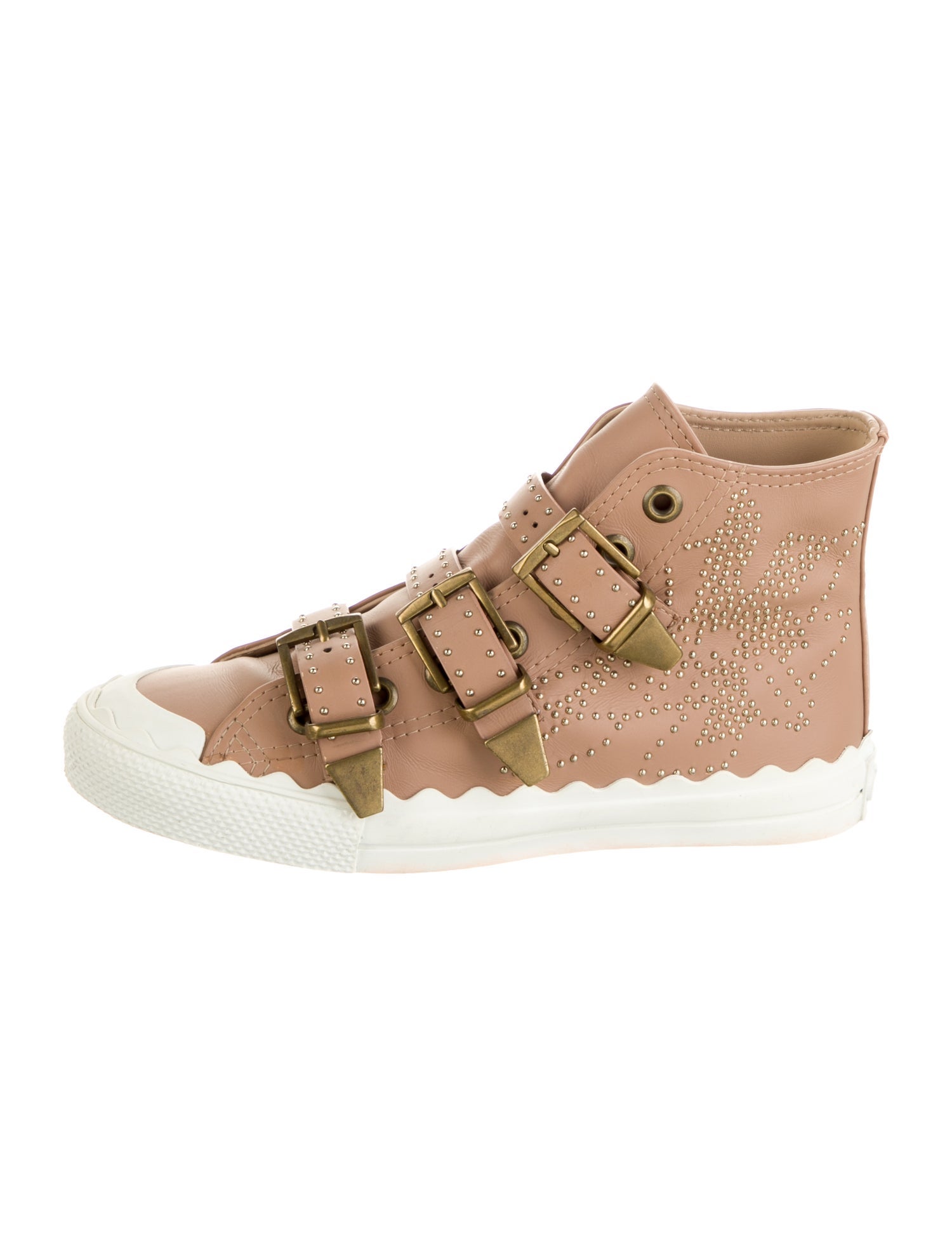 Chloé Leather Studded Accents Sneakers