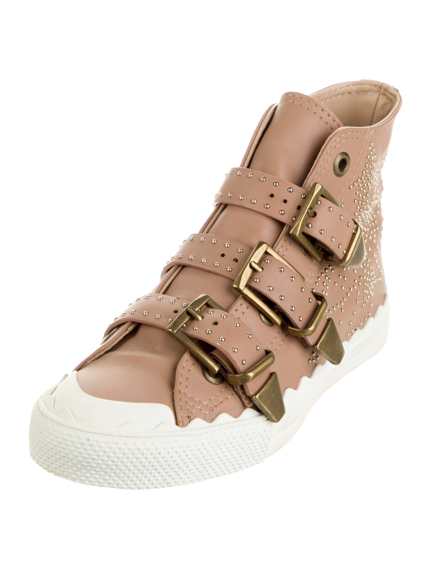 Chloé Leather Studded Accents Sneakers