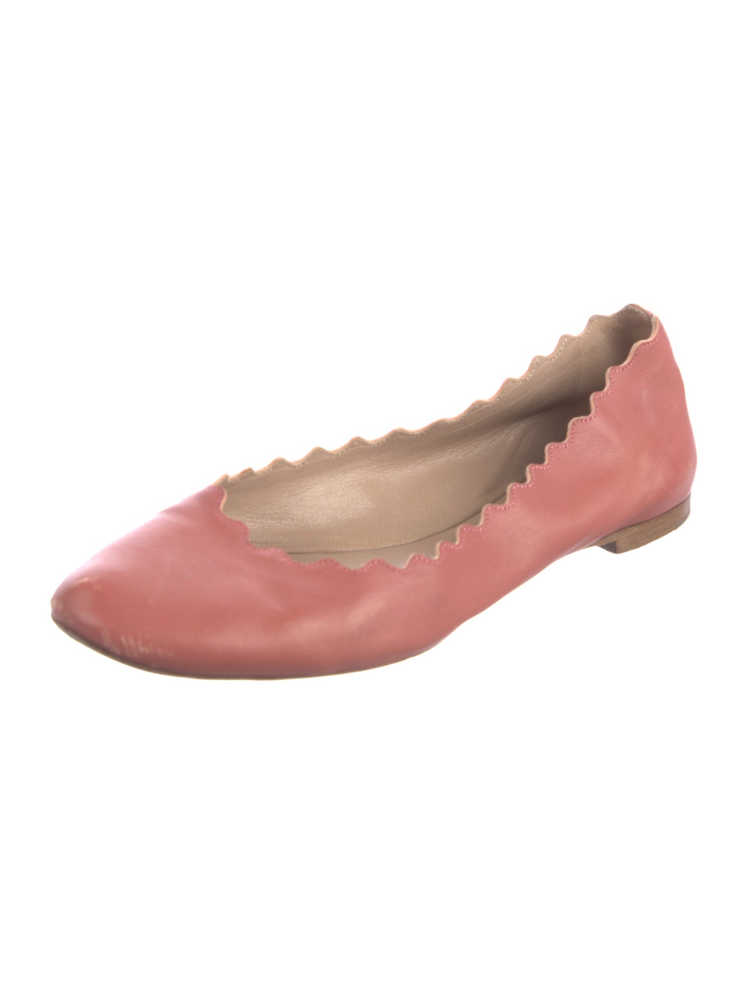 Chloé Leather Scalloped Accent Ballet Flats