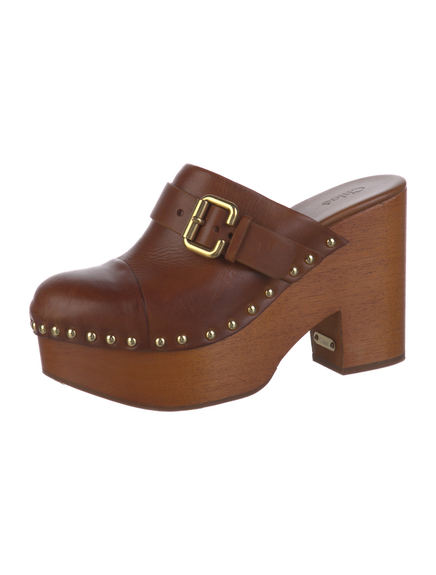 Chloé Leather Studded Accents Mules