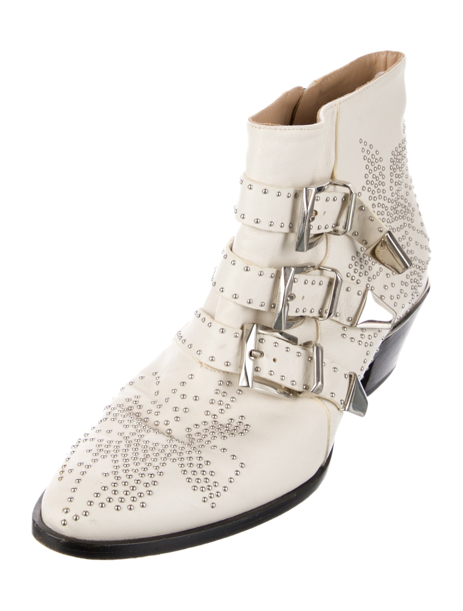 Chloé Leather Studded Accents Boots