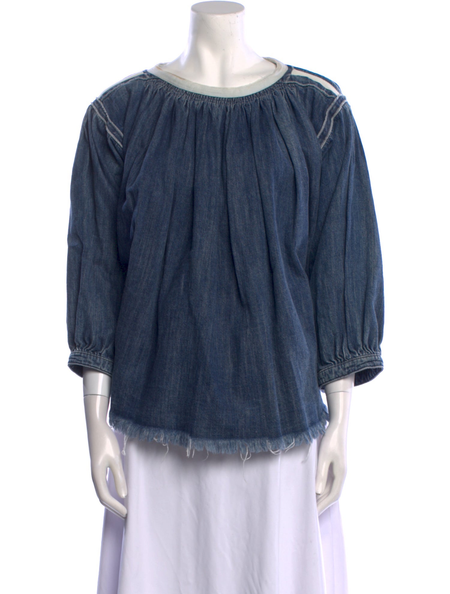 Chloé Bateau Neckline Three-Quarter Sleeve Blouse