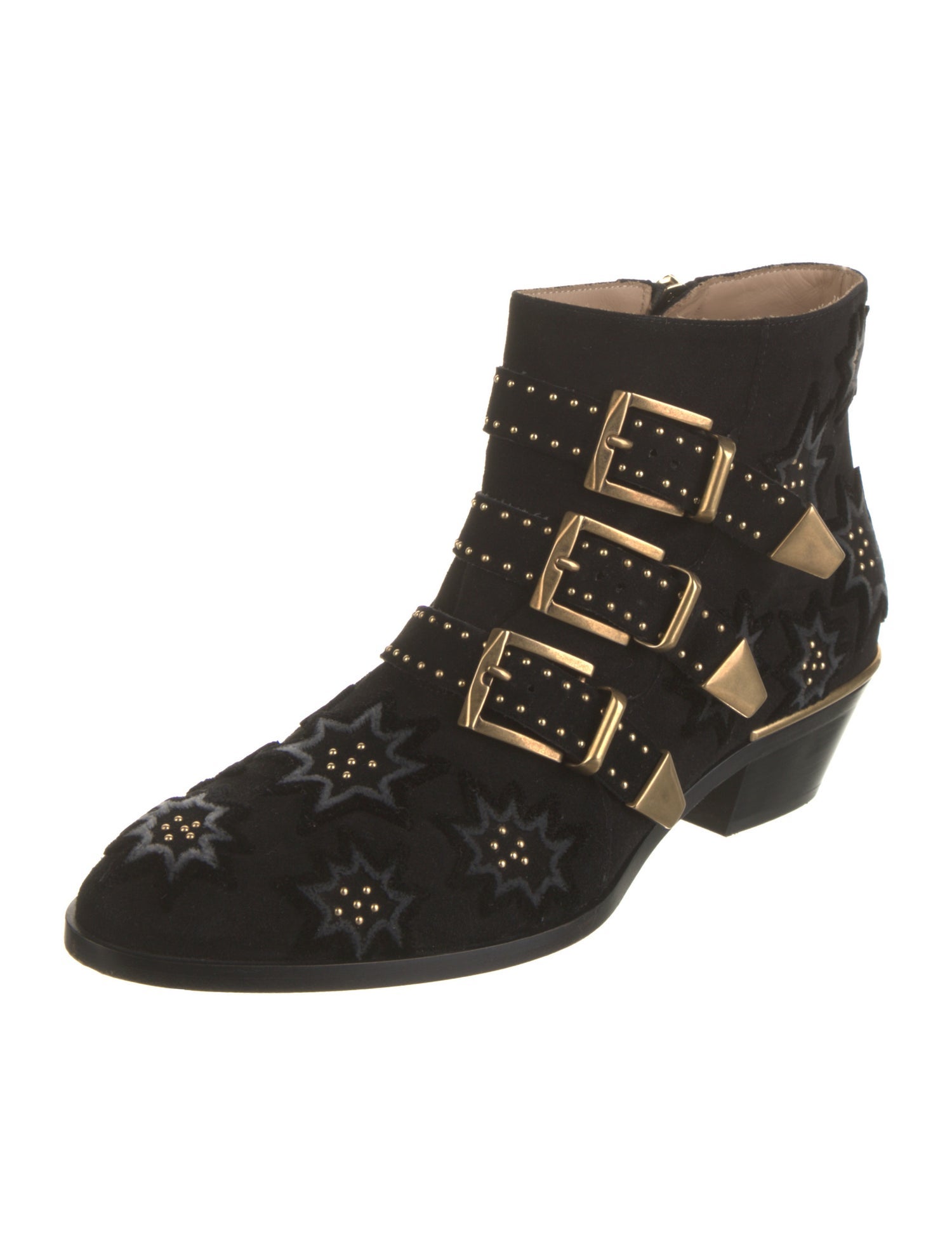 Chloé Suede Printed Western Boots