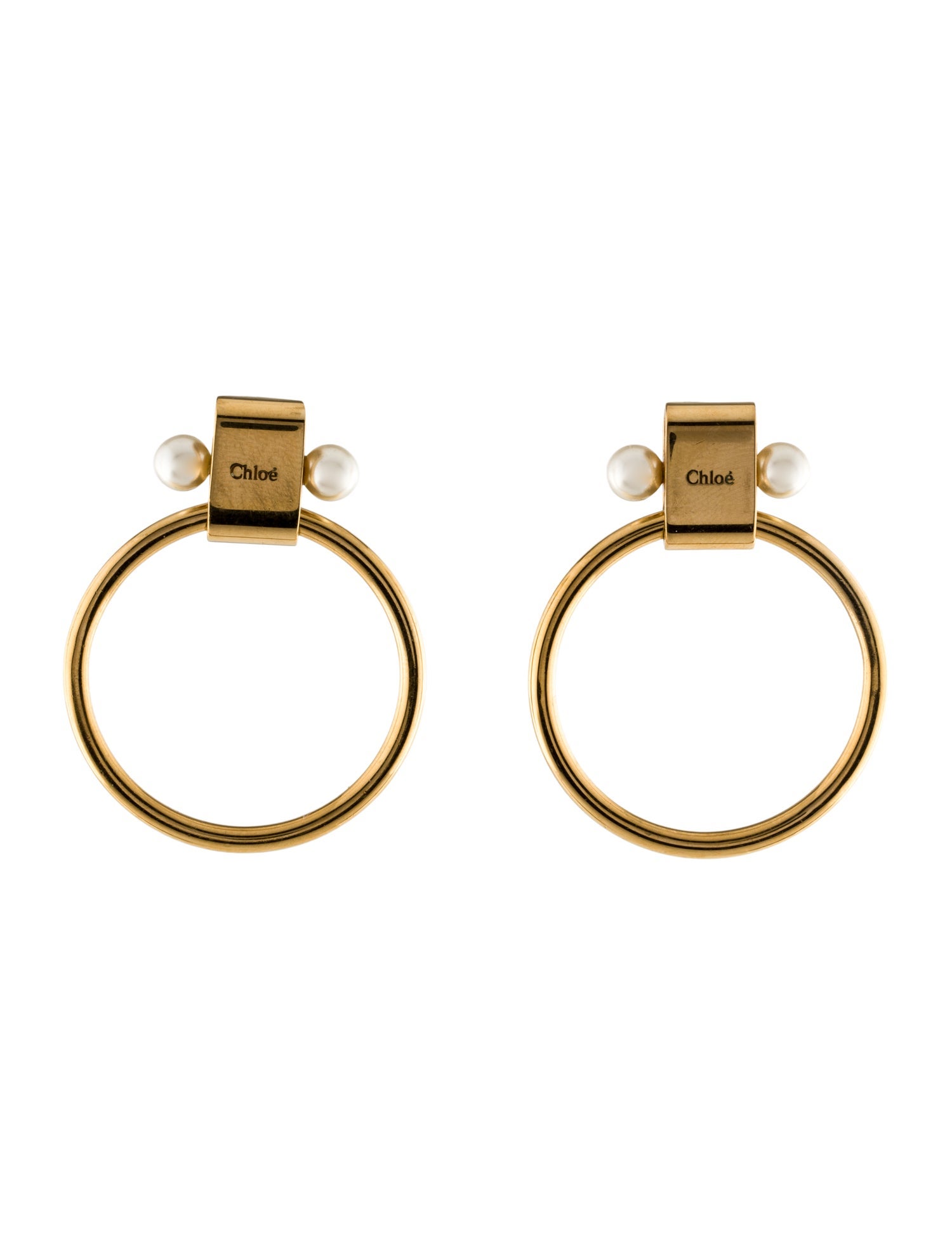 Chloé Faux Pearl Darcy Hoop Earrings