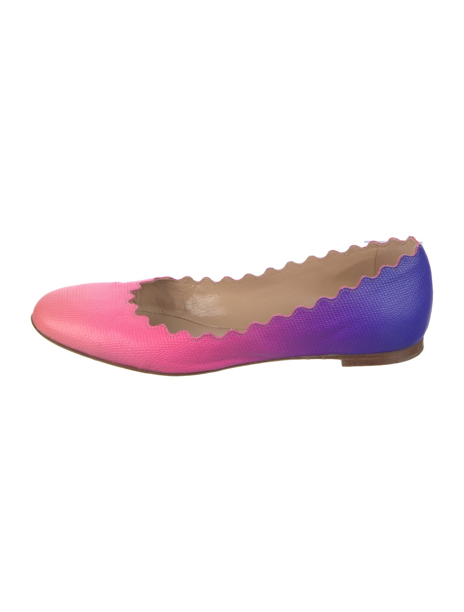 Chloé Leather Scalloped Accent Ballet Flats
