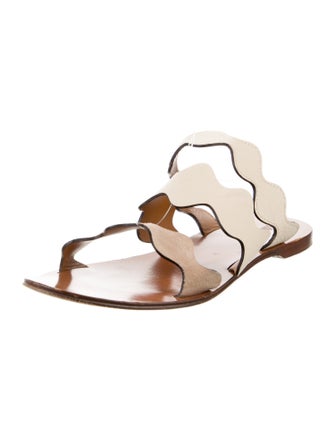 Chloé Leather Scalloped Accent Slippers