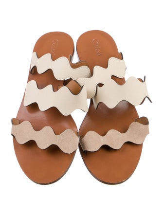 Chloé Leather Scalloped Accent Slippers