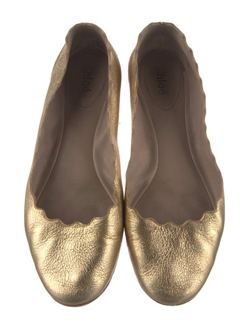 Chloé Leather Scalloped Accent Ballet Flats