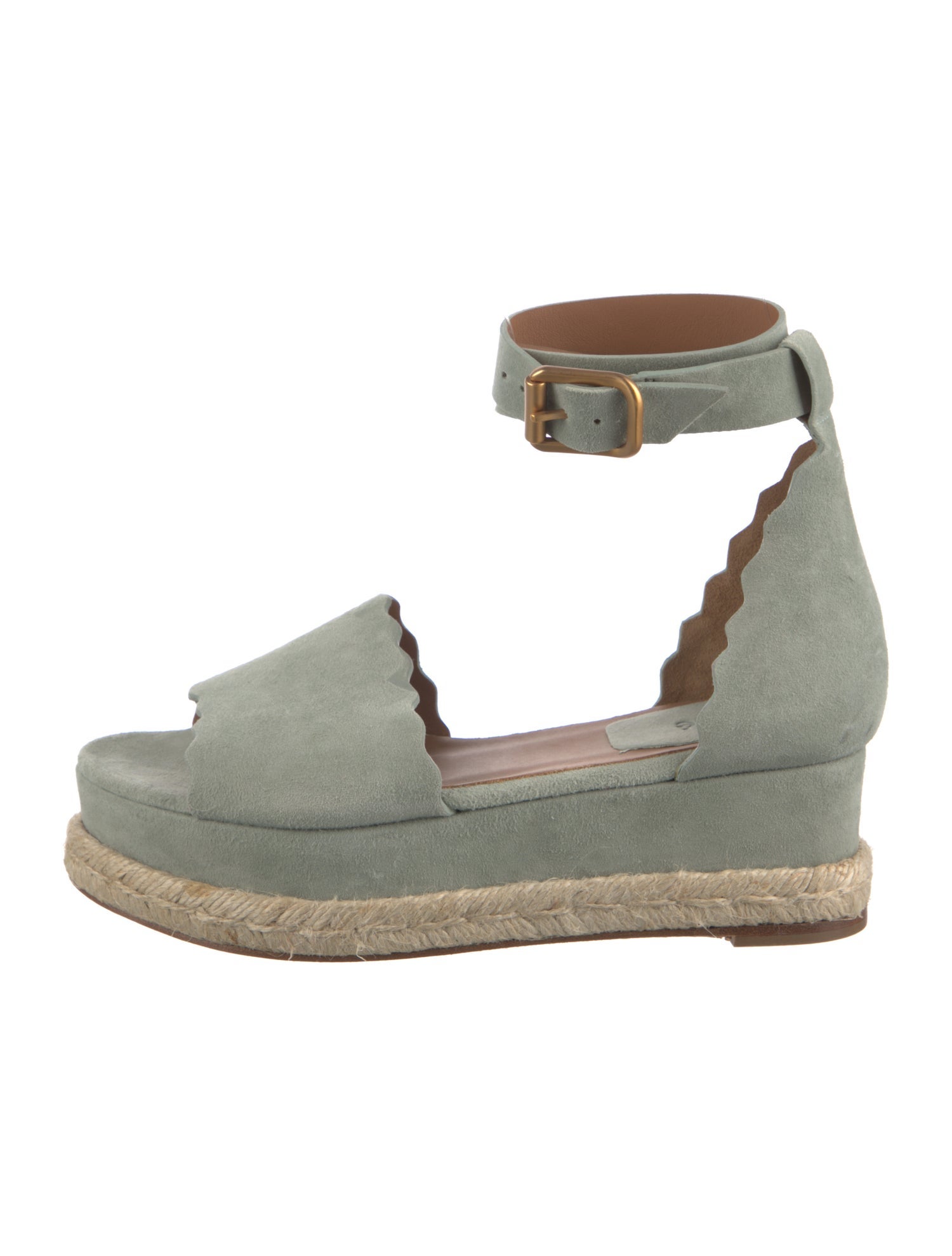 Chloé Suede Scalloped Accent Espadrilles