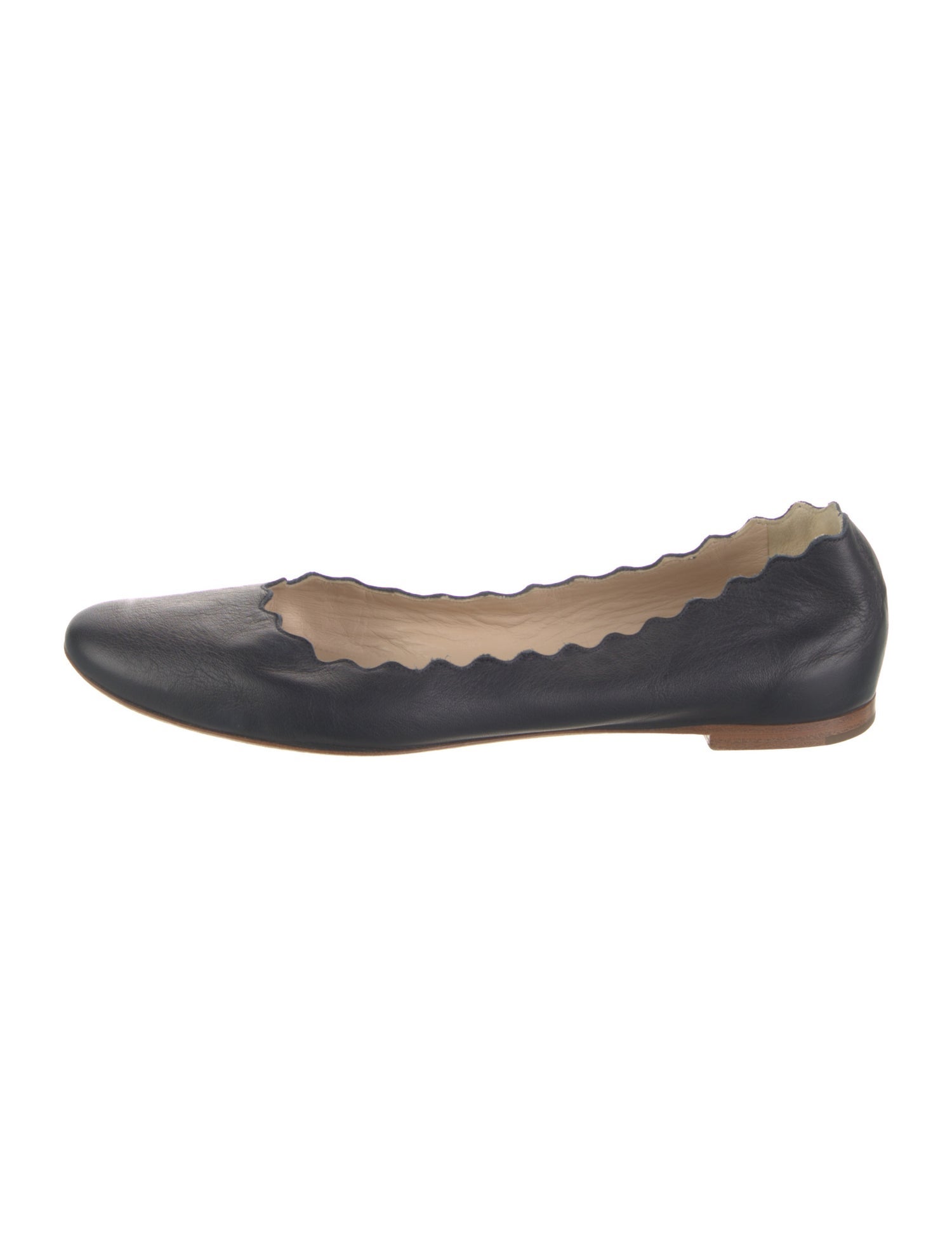 Chloé Leather Scalloped Accent Ballet Flats