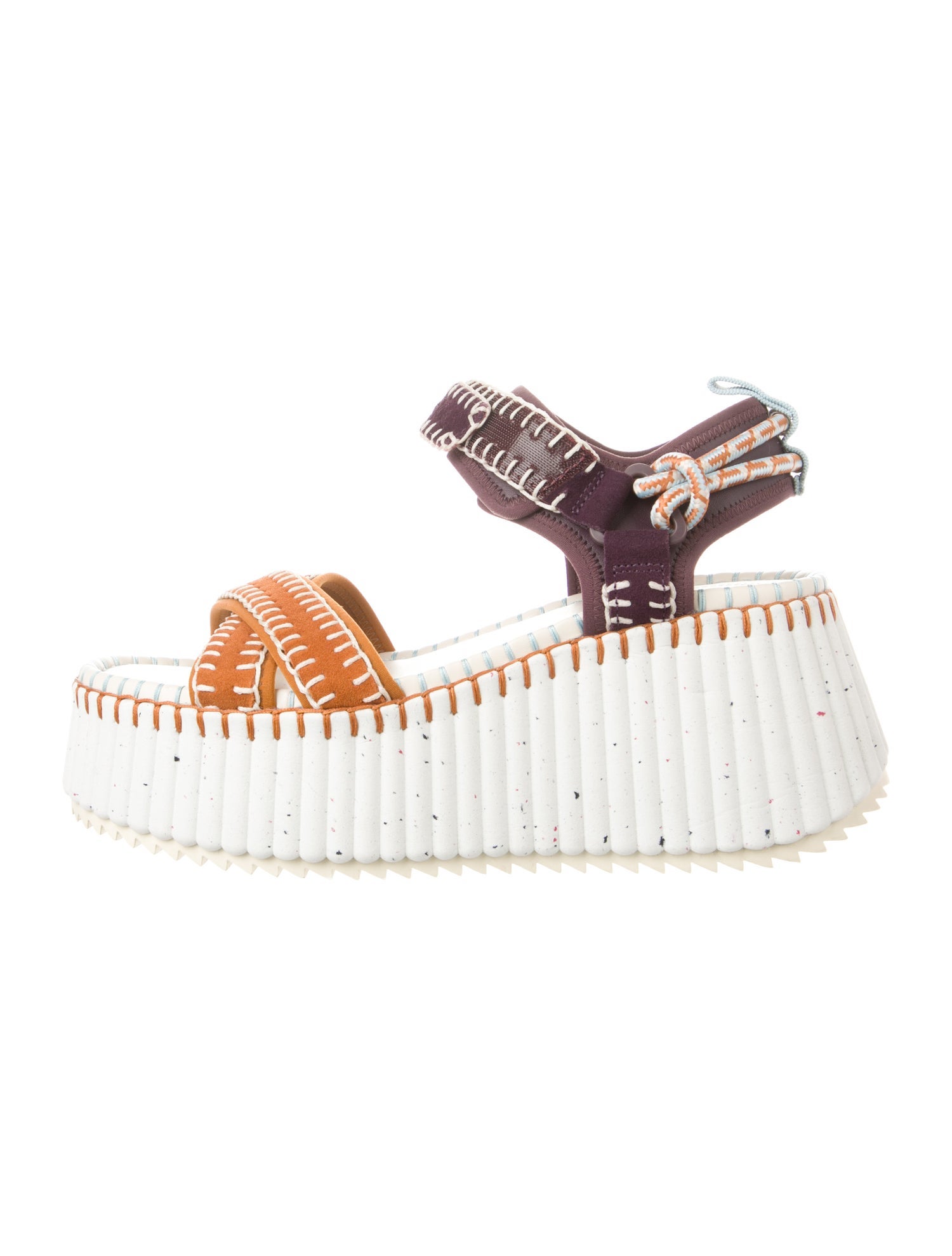 Chloé Suede Colorblock Pattern Sandals