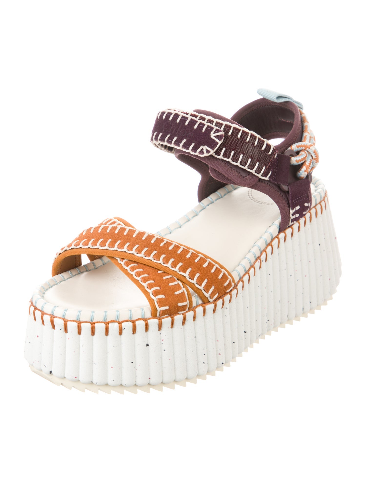 Chloé Suede Colorblock Pattern Sandals