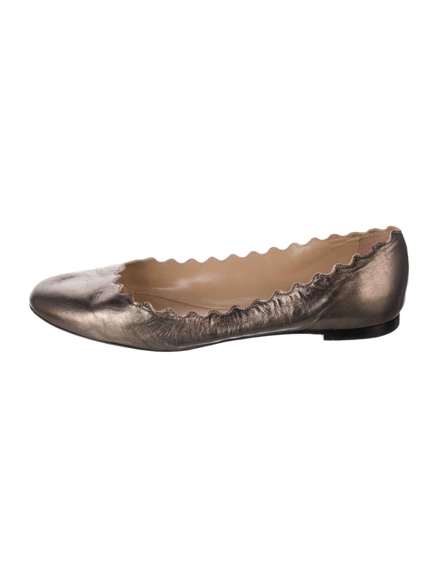 Chloé Leather Scalloped Accent Ballet Flats