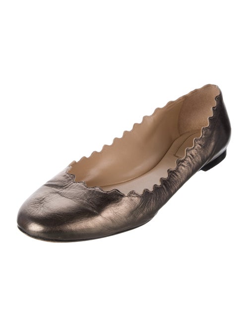 Chloé Leather Scalloped Accent Ballet Flats