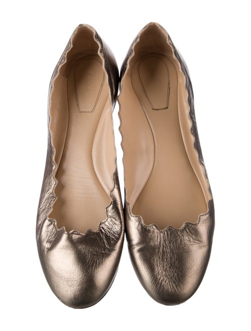 Chloé Leather Scalloped Accent Ballet Flats