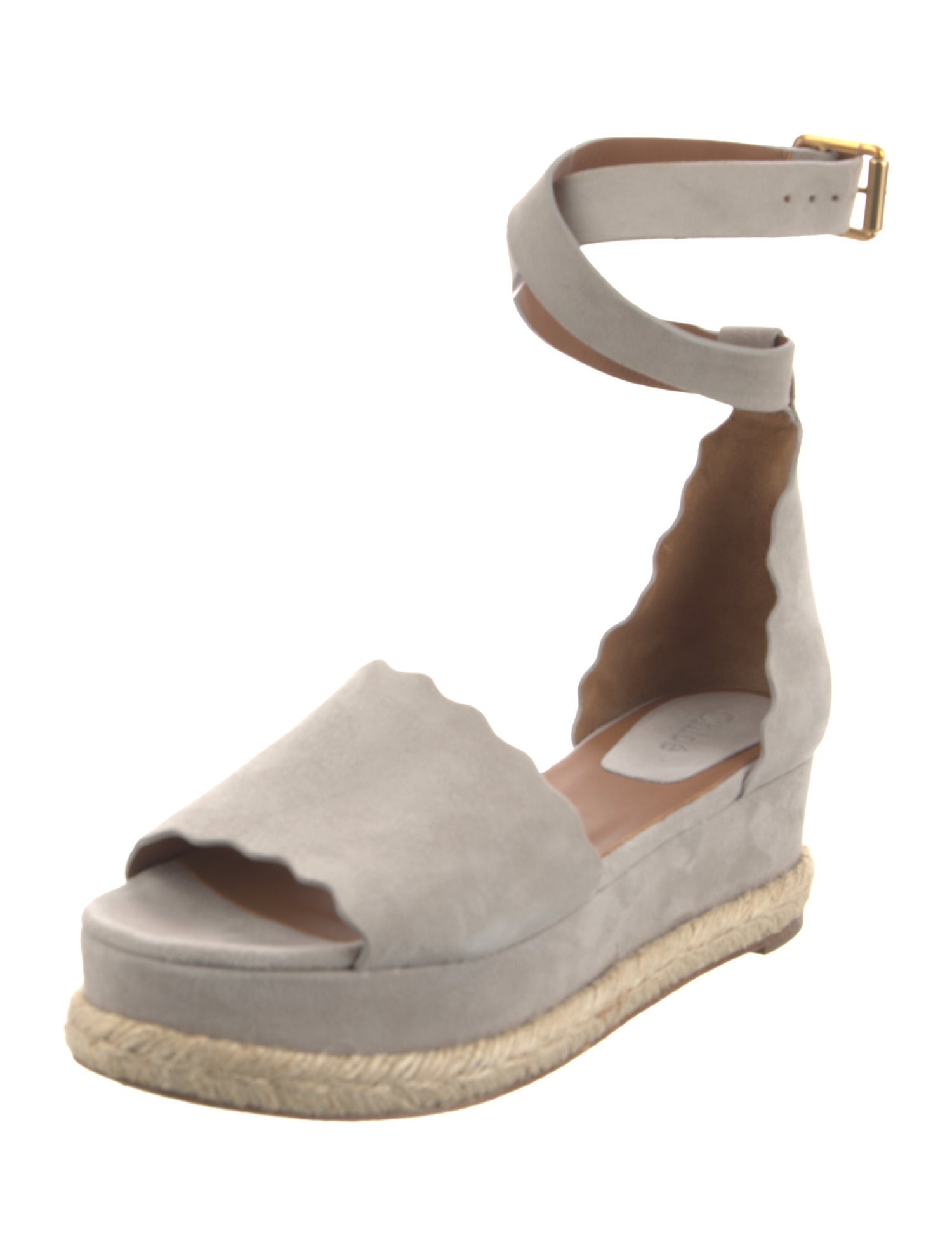 Chloé Suede Scalloped Accent Espadrilles