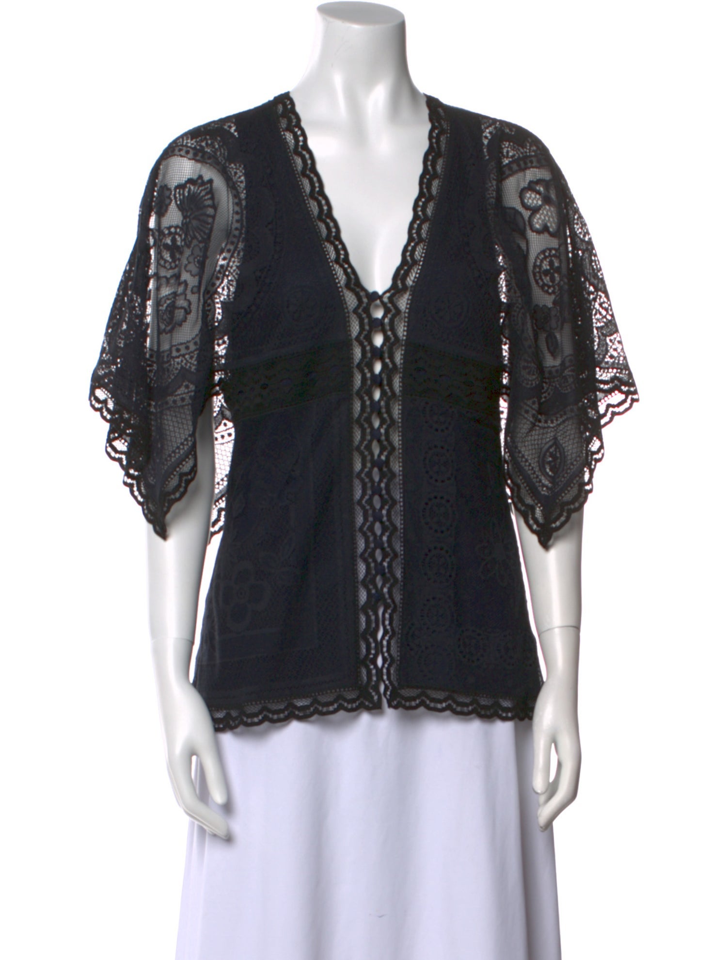 Chloé Lace Pattern V-Neck Blouse