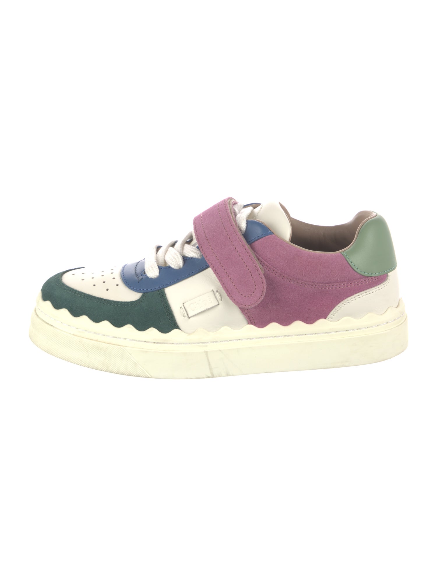 Chloé Leather Colorblock Pattern Sneakers