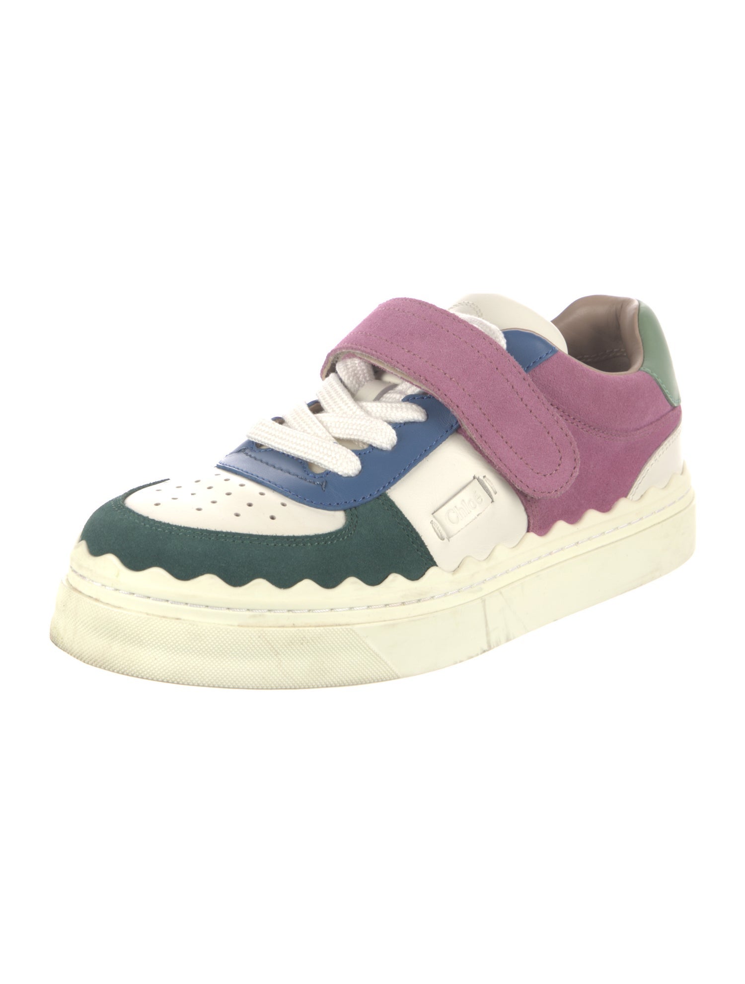 Chloé Leather Colorblock Pattern Sneakers