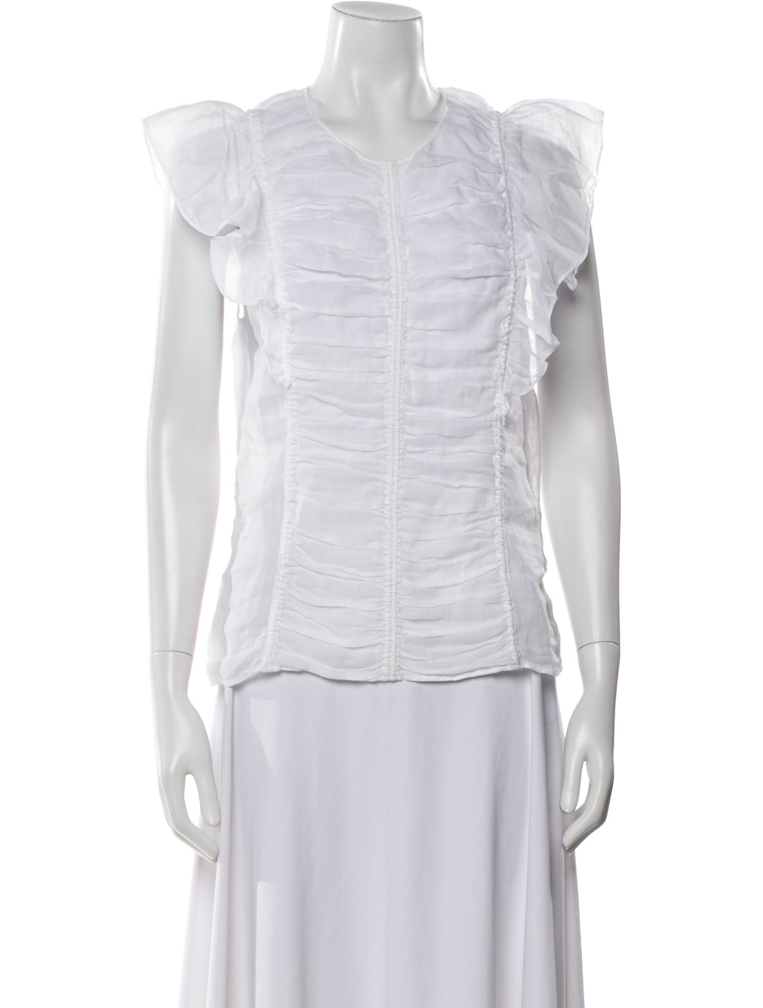 Chloé Crew Neck Short Sleeve Button-Up Top