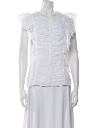 Chloé Crew Neck Short Sleeve Button-Up Top