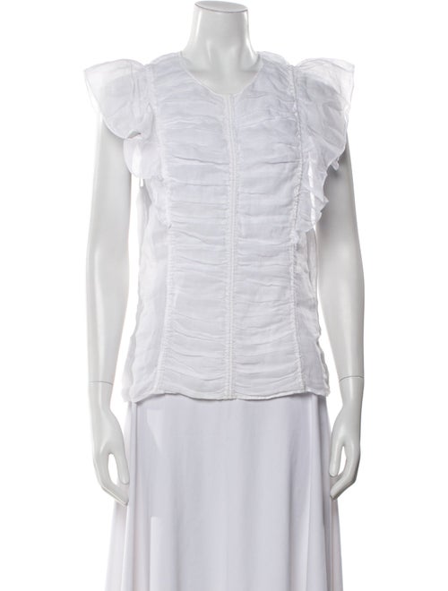 Chloé Crew Neck Short Sleeve Button-Up Top