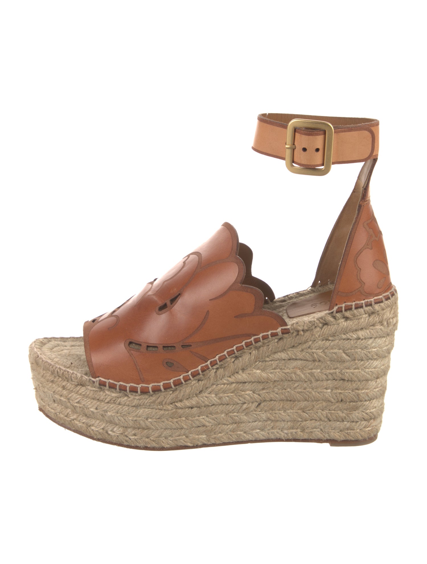 Chloé Leather Cutout Accent Espadrilles