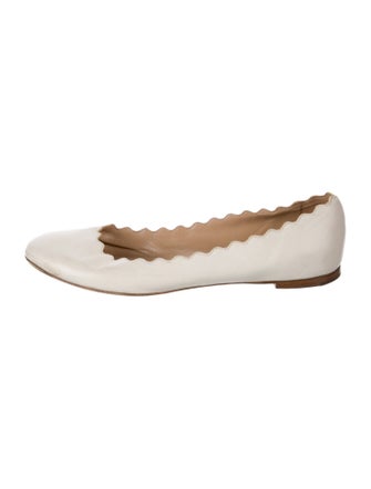 Chloé Leather Scalloped Accent Ballet Flats