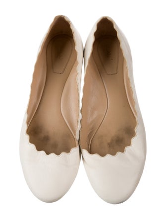 Chloé Leather Scalloped Accent Ballet Flats
