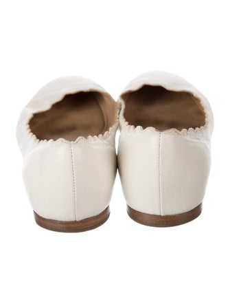 Chloé Leather Scalloped Accent Ballet Flats