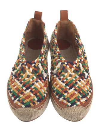 Chloé Tweed Pattern Whipstitch Trim Espadrille Sneakers